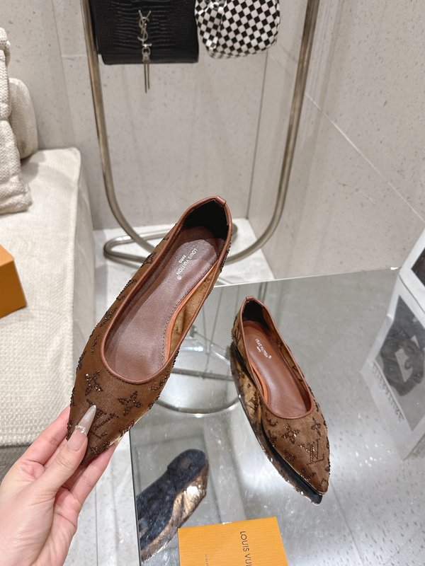 LV 메쉬 라인스톤 자수 하이힐 001-252427