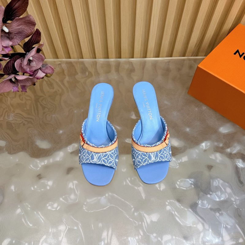 루이비통 자수 데님 캣힐 슬리퍼 001-252457