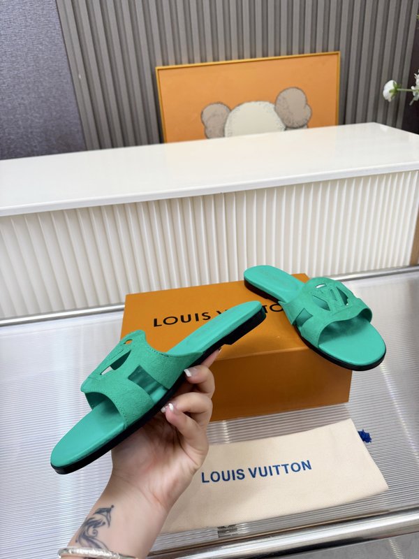 LV 스웨이드 양피 안감 가죽 밑창 샌들 슬리퍼 001-252478