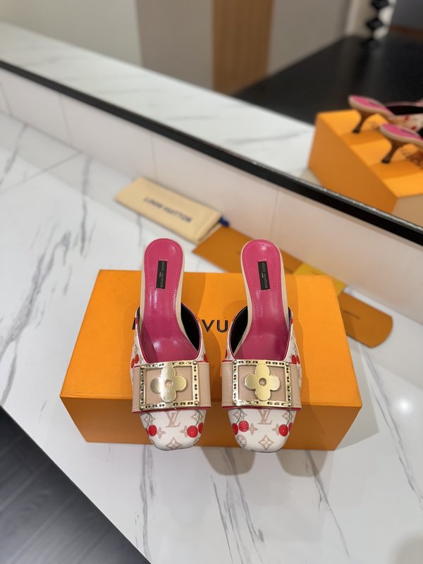 LV 모노그램 데님 하이힐 샌들 001-252482