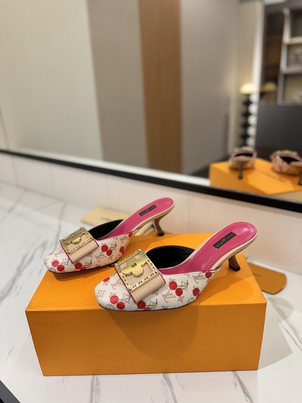 LV 모노그램 데님 하이힐 샌들 001-252482