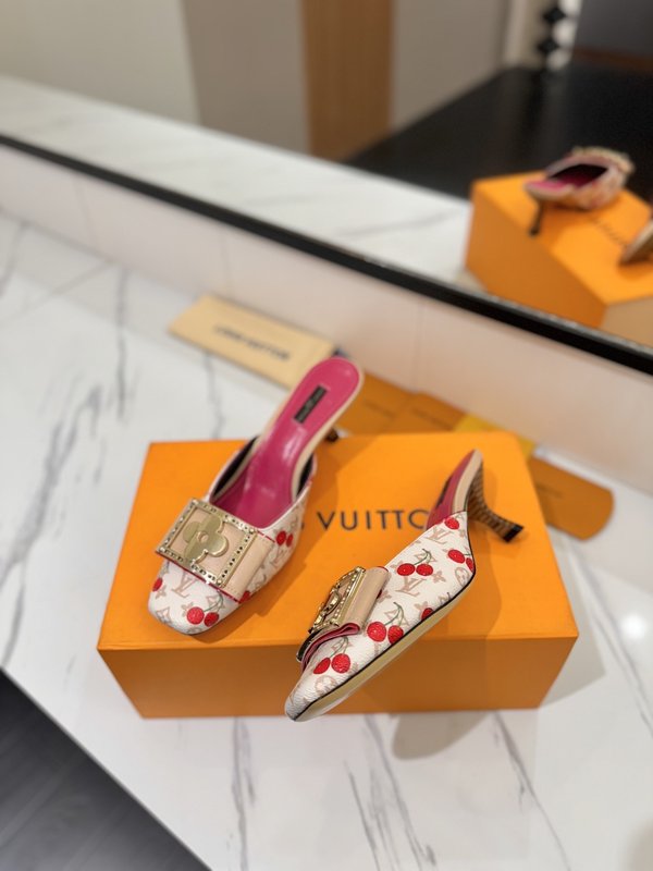 LV 모노그램 데님 하이힐 샌들 001-252482