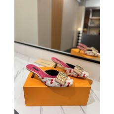 LV 모노그램 데님 하이힐 샌들 001-252482