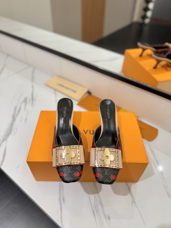 LV 모노그램 데님 하이힐 샌들 001-252483