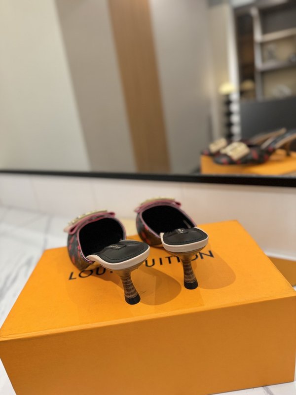 LV 모노그램 데님 하이힐 샌들 001-252483