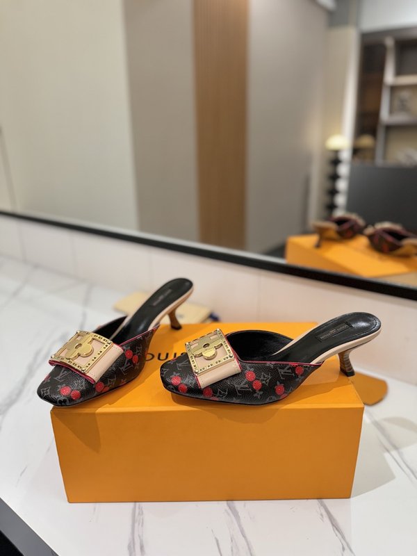 LV 모노그램 데님 하이힐 샌들 001-252483