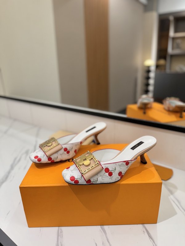 LV 모노그램 데님 버클 하이힐 샌들 001-252484
