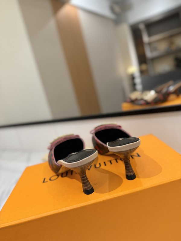 LV 모노그램 데님 하이힐 샌들 여성용 001-252485