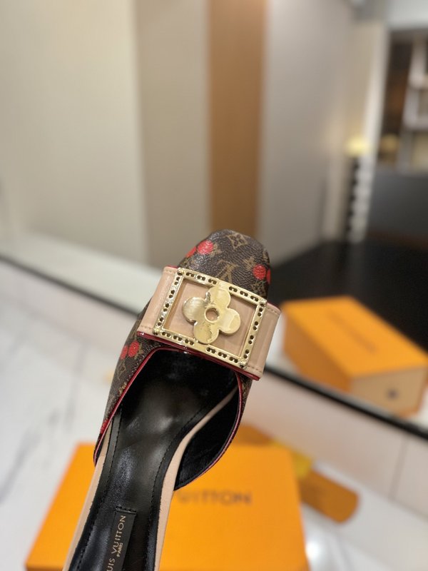 LV 모노그램 데님 하이힐 샌들 여성용 001-252485