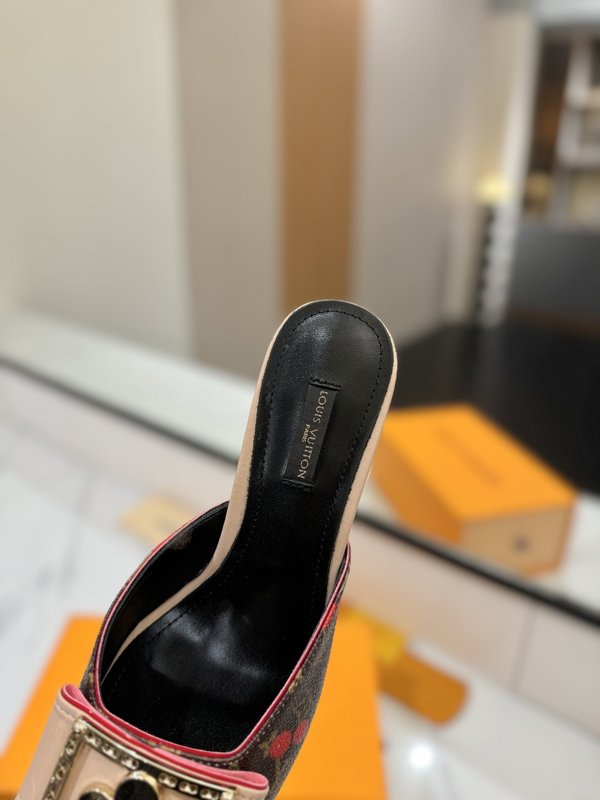 LV 모노그램 데님 하이힐 샌들 여성용 001-252485