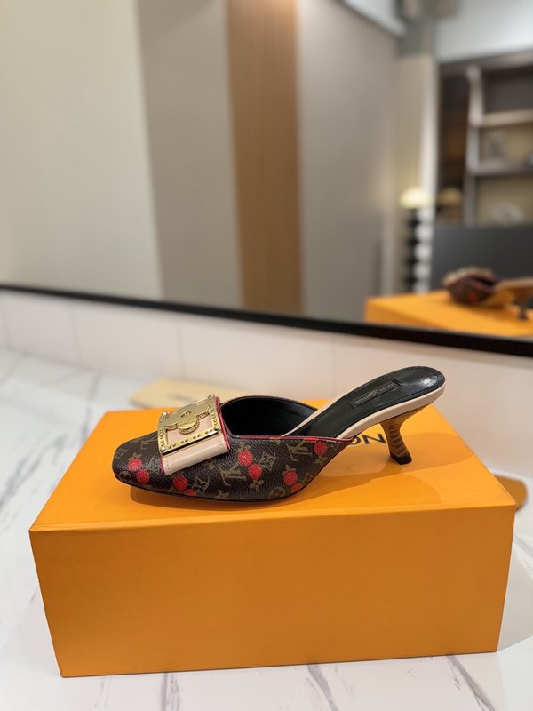 LV 모노그램 데님 하이힐 샌들 여성용 001-252485