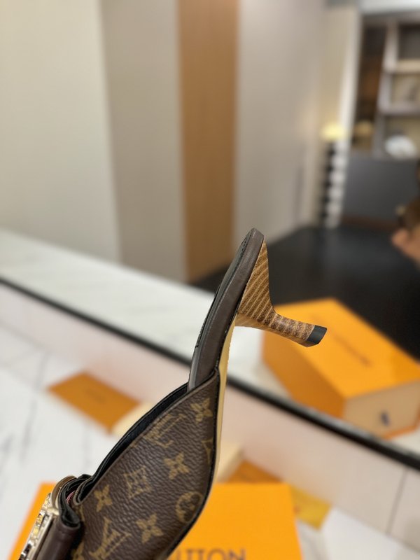 LV 모노그램 데님 하이힐 샌들 여성용 001-252486