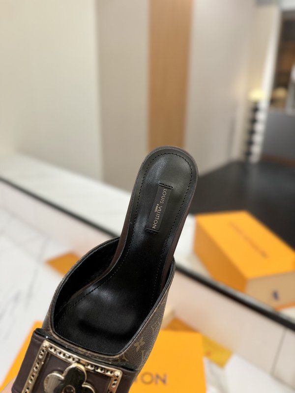 LV 모노그램 데님 하이힐 샌들 여성용 001-252486