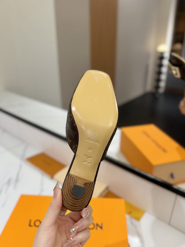 LV 모노그램 데님 하이힐 샌들 여성용 001-252486
