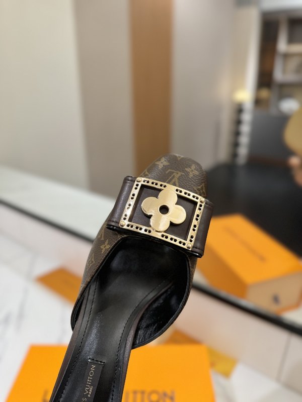 LV 모노그램 데님 하이힐 샌들 여성용 001-252486