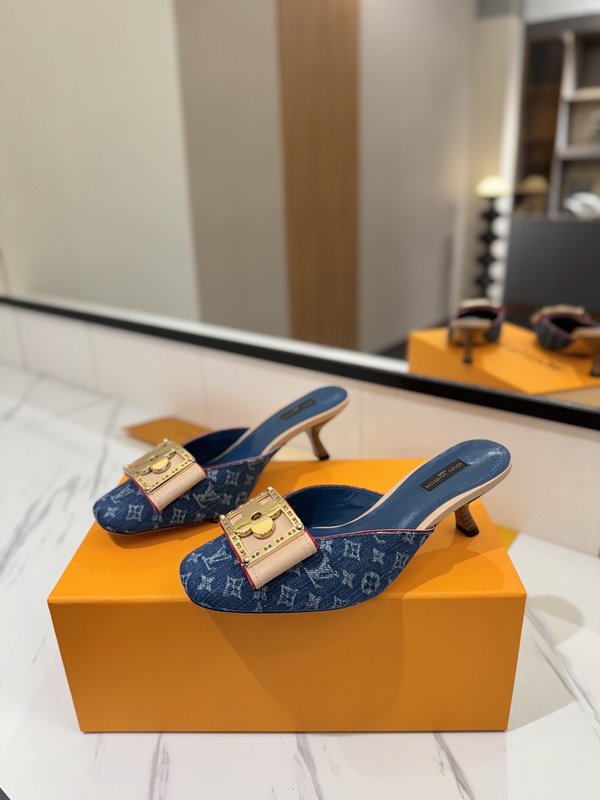 LV 모노그램 데님 스파이싱 하이힐 샌들 001-252487
