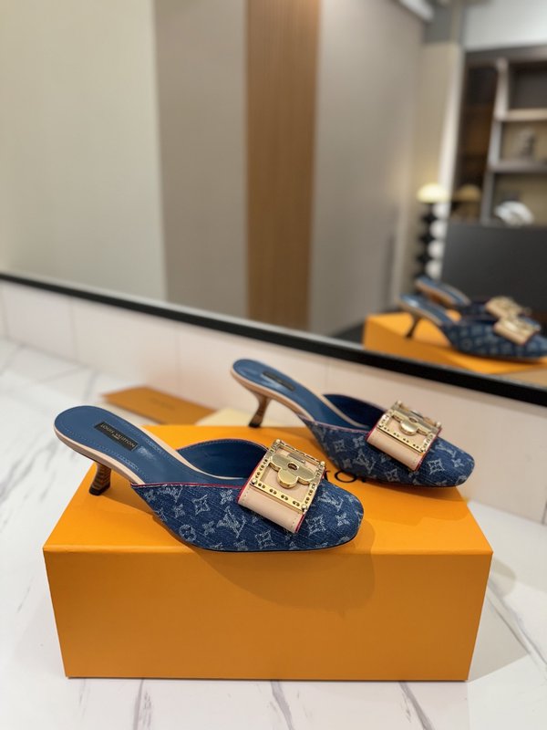 LV 모노그램 데님 스파이싱 하이힐 샌들 001-252487