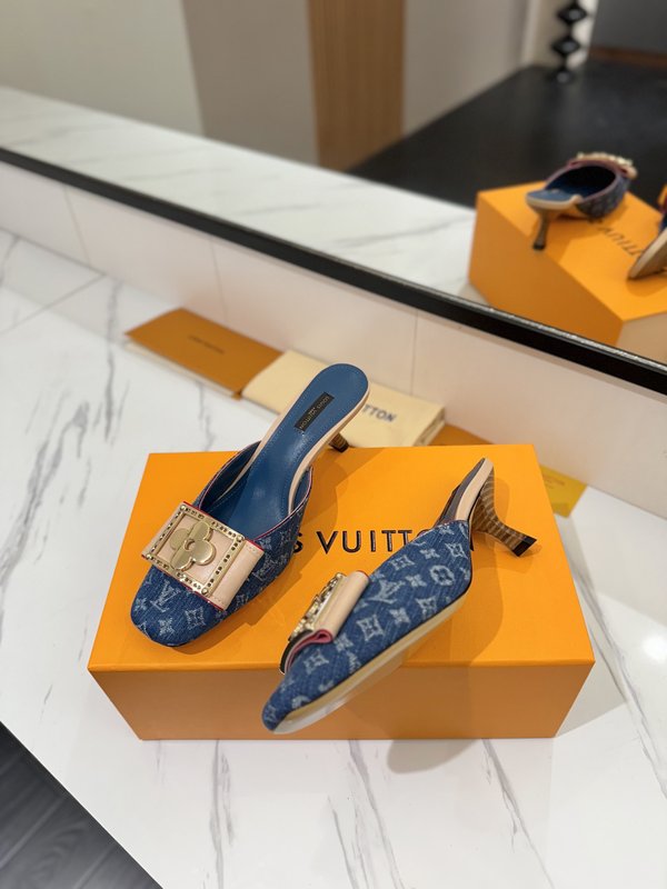 LV 모노그램 데님 스파이싱 하이힐 샌들 001-252487
