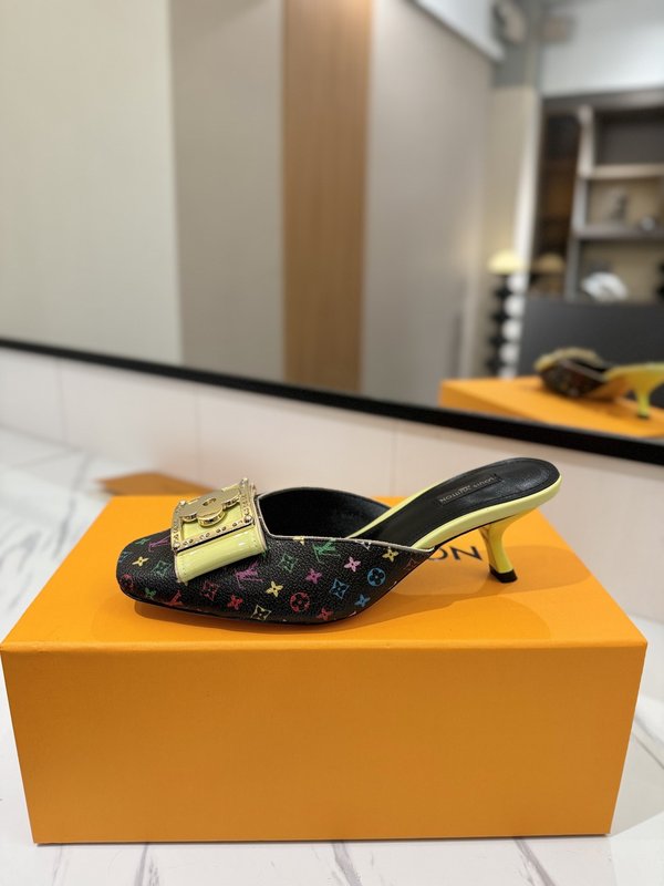 LV 모노그램 데님 하이힐 샌들 여성용 001-252488