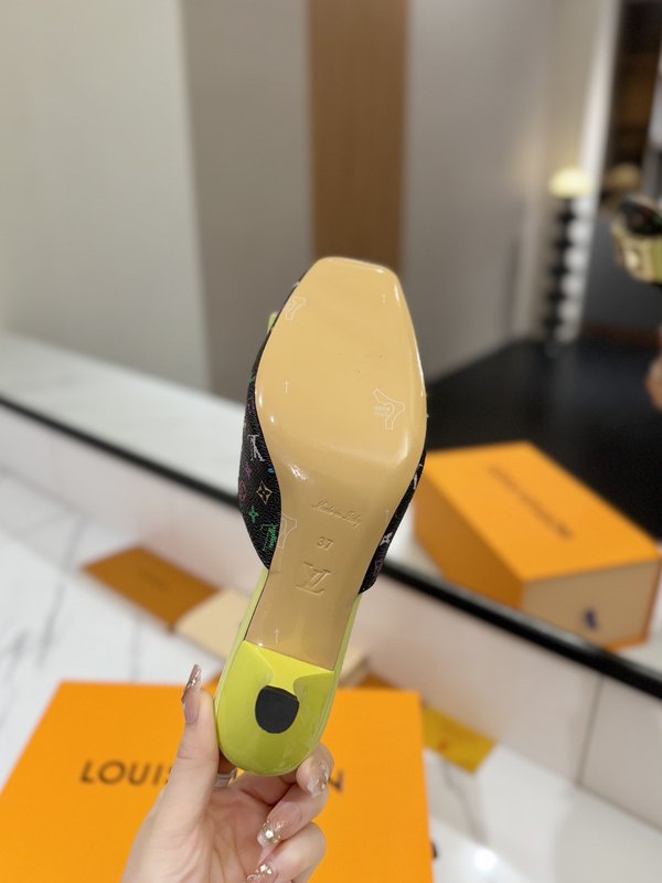 LV 모노그램 데님 하이힐 샌들 여성용 001-252488