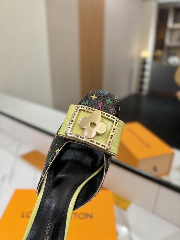 LV 모노그램 데님 하이힐 샌들 여성용 001-252488