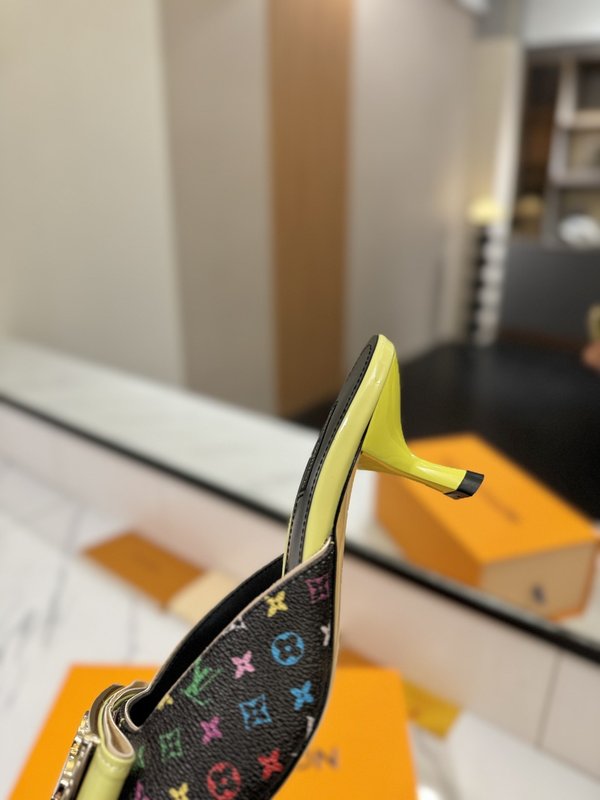LV 모노그램 데님 하이힐 샌들 여성용 001-252488