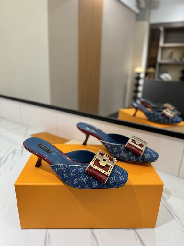 LV 모노그램 데님 스파이싱 힐 샌들 001-252489