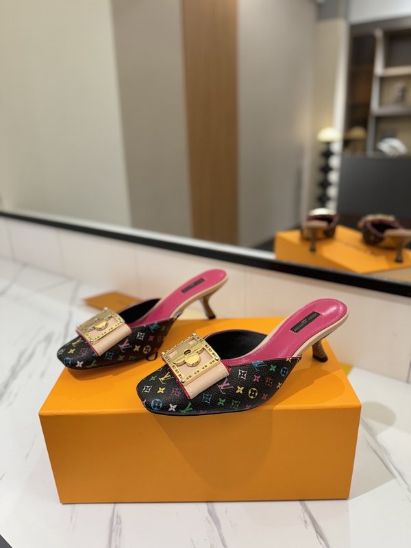 LV 모노그램 데님 파이스 하이힐 샌들 001-252490