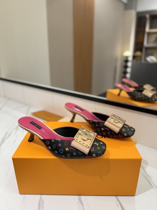 LV 모노그램 데님 파이스 하이힐 샌들 001-252490