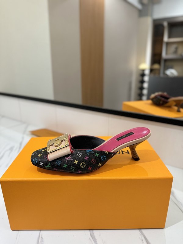 LV 모노그램 데님 파이스 하이힐 샌들 001-252490
