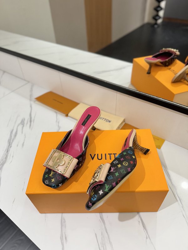 LV 모노그램 데님 파이스 하이힐 샌들 001-252490