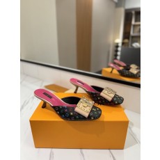 LV 모노그램 데님 파이스 하이힐 샌들 001-252490
