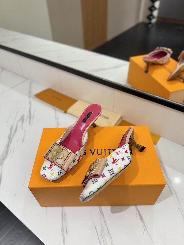 LV 모노그램 데님 하이힐 샌들 001-252491