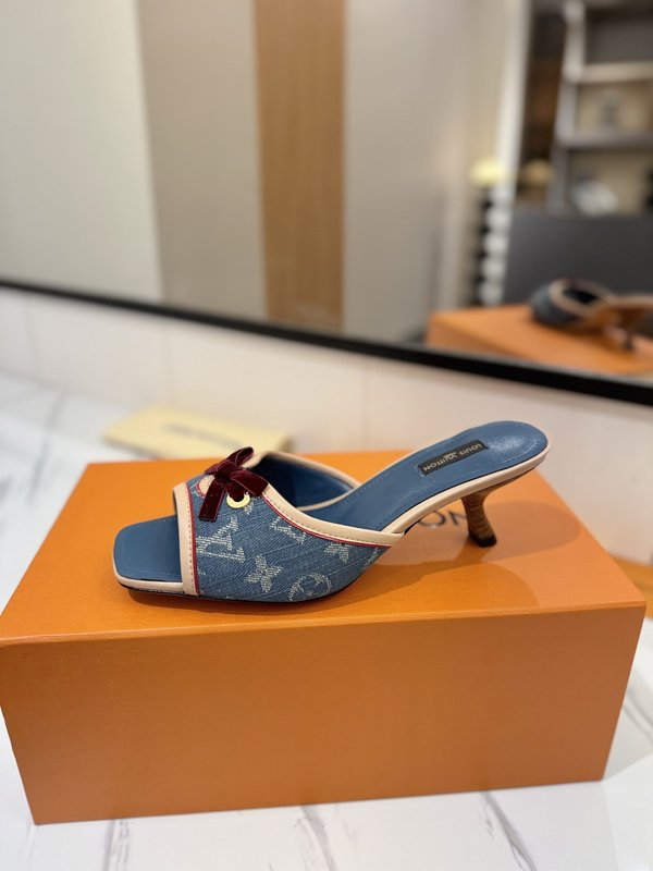 LV 모노그램 데님 버클 하이힐 샌들 001-252493