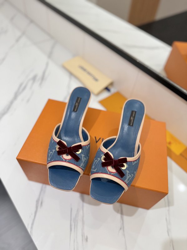 LV 모노그램 데님 버클 하이힐 샌들 001-252493