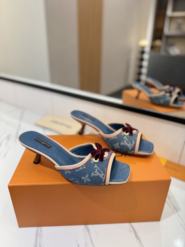 LV 모노그램 데님 버클 하이힐 샌들 001-252493