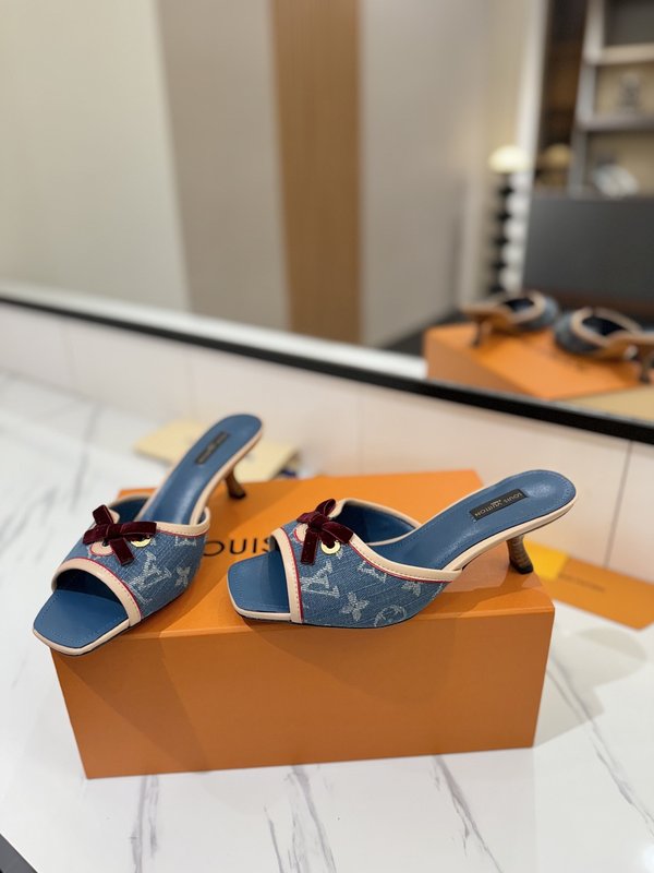 LV 모노그램 데님 버클 하이힐 샌들 001-252493