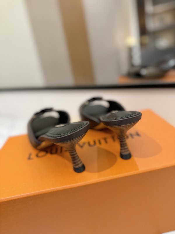 LV 모노그램 데님 하이힐 샌들 여성용 001-252494