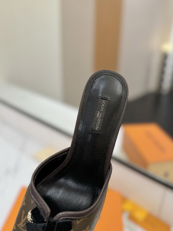 LV 모노그램 데님 하이힐 샌들 여성용 001-252494