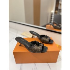 LV 모노그램 데님 하이힐 샌들 여성용 001-252494