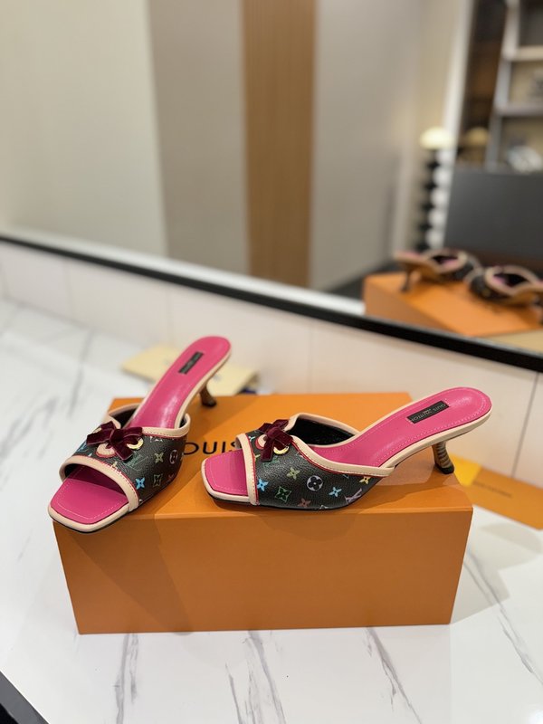 LV 모노그램 데님 하이힐 샌들 여성용 001-252495