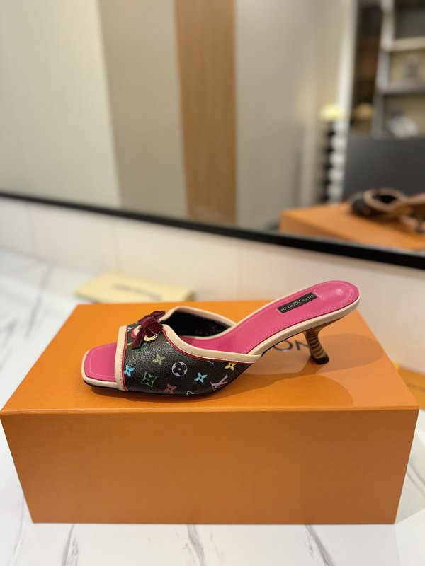 LV 모노그램 데님 하이힐 샌들 여성용 001-252495