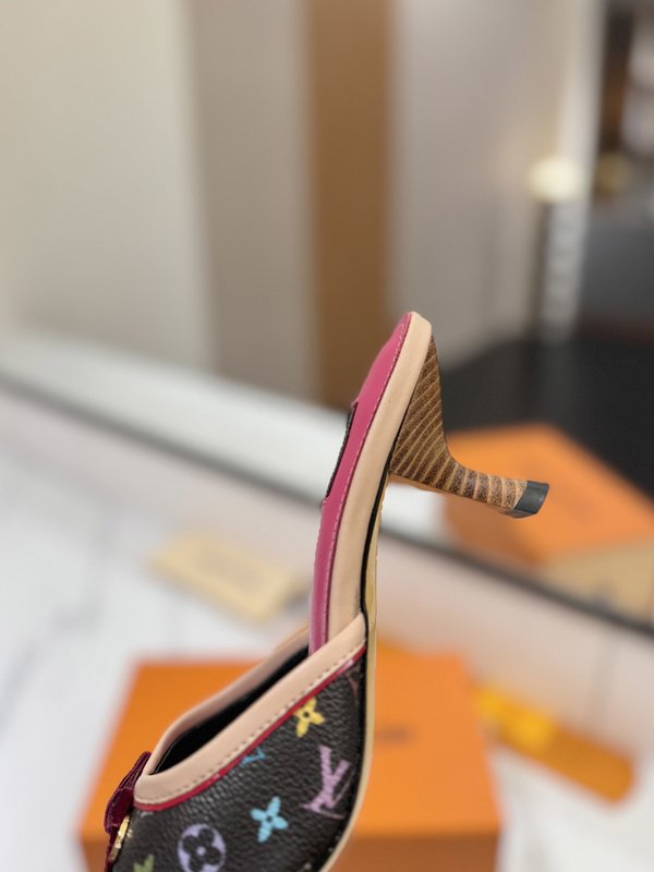 LV 모노그램 데님 하이힐 샌들 여성용 001-252495