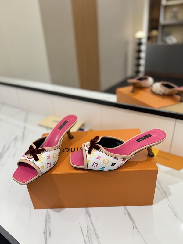 LV 모노그램 데님 하이힐 샌들 여성용 001-252498