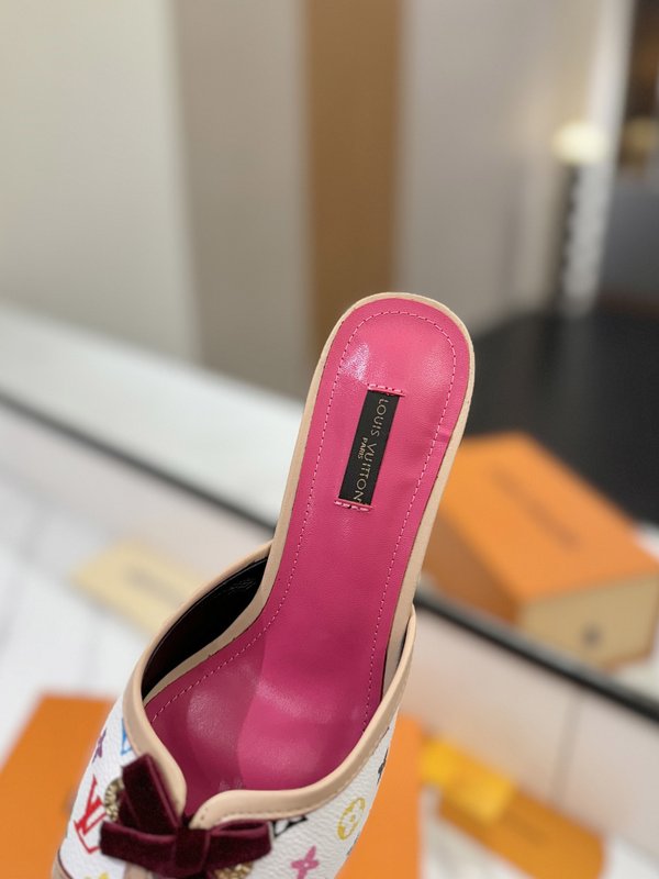 LV 모노그램 데님 하이힐 샌들 여성용 001-252498