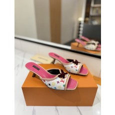 LV 모노그램 데님 하이힐 샌들 여성용 001-252498
