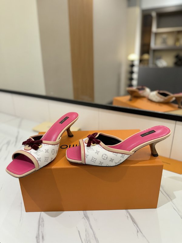 LV 모노그램 데님 하이힐 샌들 여성용 001-252500
