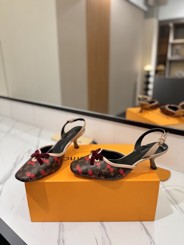 LV 모노그램 데님 하이힐 샌들 여성용 001-252502