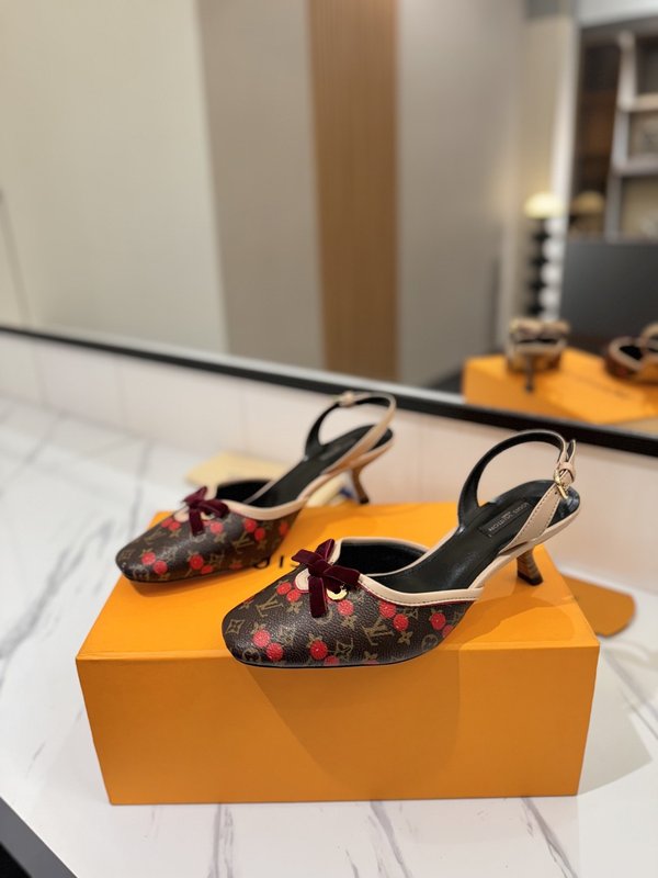 LV 모노그램 데님 하이힐 샌들 여성용 001-252502