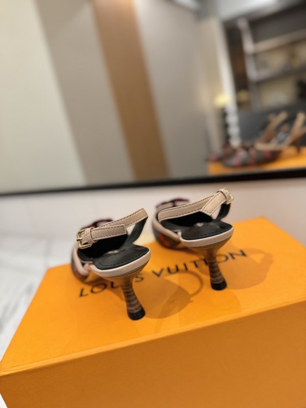 LV 모노그램 데님 하이힐 샌들 여성용 001-252502